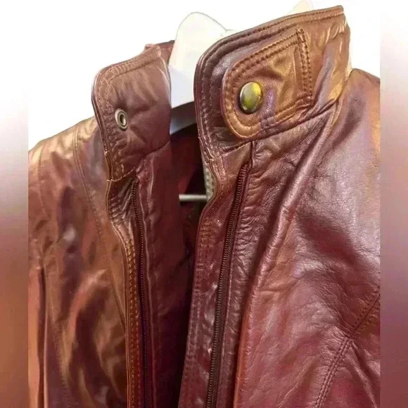 ‼️SOLD‼️ VINTAGE High Sierra Oxblood Genuine Leather Bomber Jacket Size 11-12 - Picture 2 of 10
